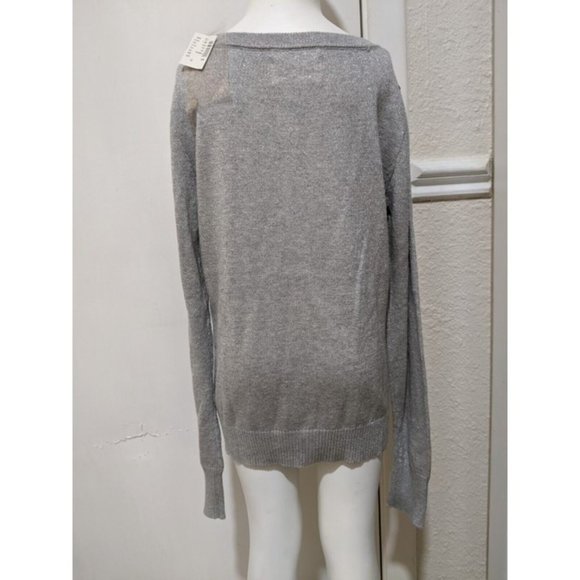 JUSTICE Flower Power Gray Glitter Sparkle Cardigan Sweater Sequins Size 12 - Picture 4 of 10